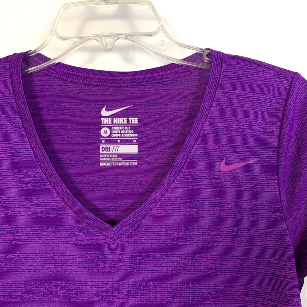 Nike Dry Fit Purple V-Neck M - Picture 2 of 11